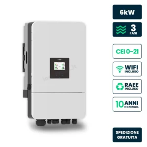 Inverter Ibrido Trifase LV Deye 6kW WiFi CEI 0-21 Bianco IP65